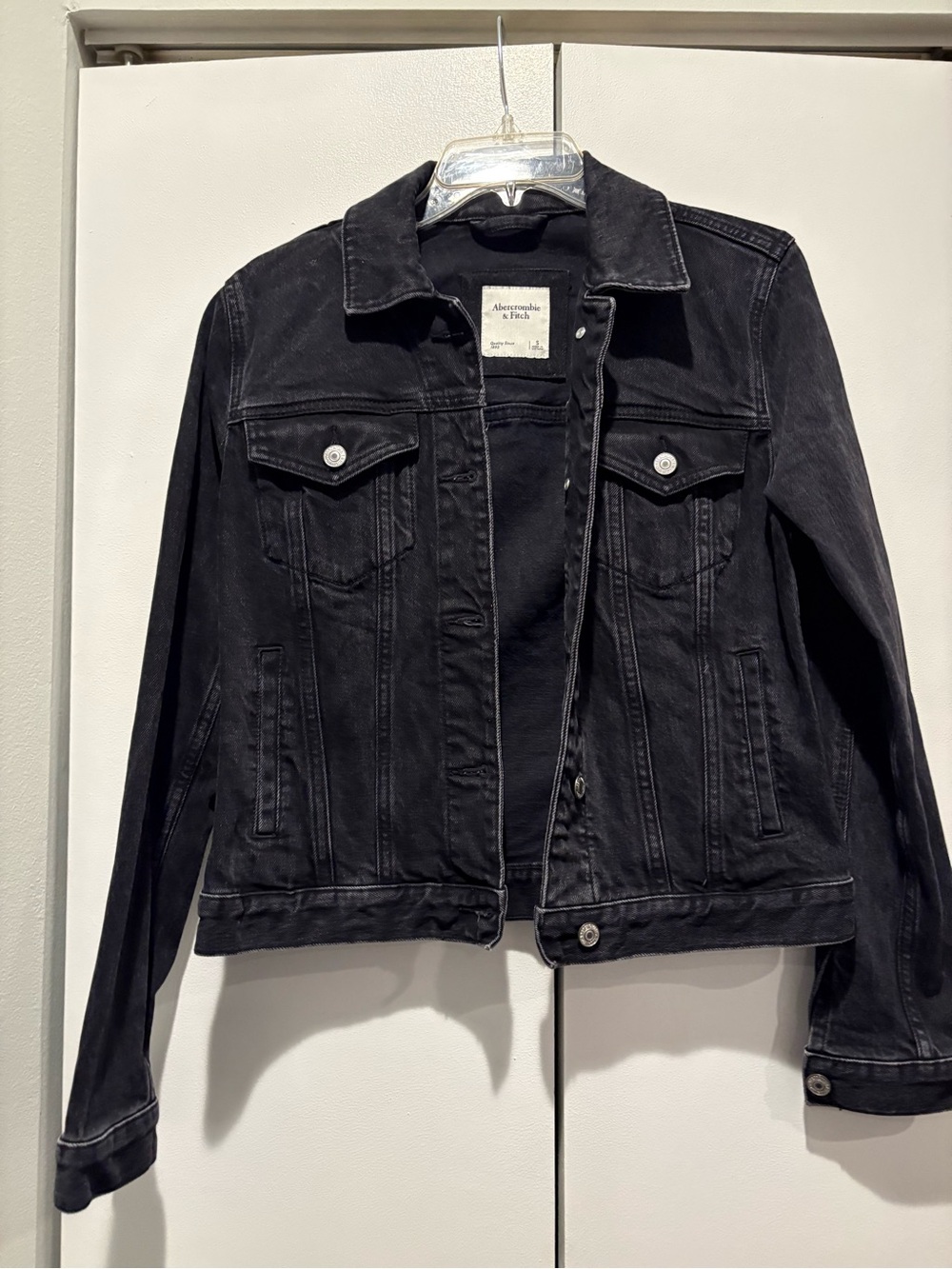 Abercrombie & Fitch Black Denim Trucker Jacket